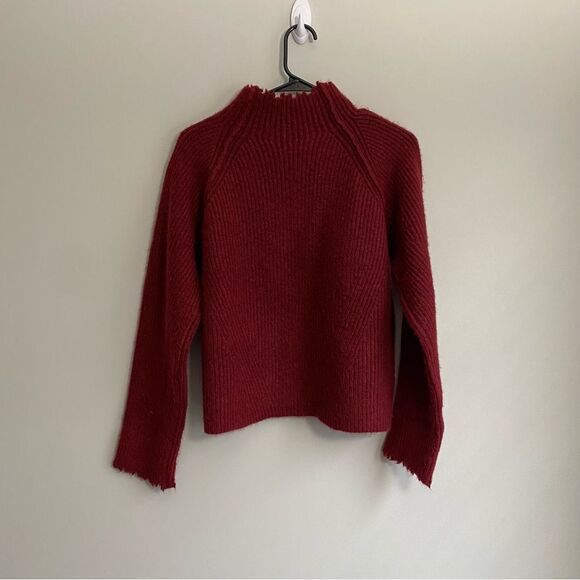 FAVORITE DAUGHTER The Oma Wool-blend Mock Neck Sweater In Red - Picture 4 of 6